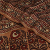 Sanskriti Vintage Sarees Brown Pure Crepe Silk Printed Sari 5+yd Craft Fabric