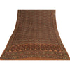 Sanskriti Vintage Sarees Brown Pure Crepe Silk Printed Sari 5+yd Craft Fabric