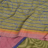 Sanskriti Vintage Sarees Green Pure Crepe Silk Printed Sari 5+yd Craft Sustainable Fabric
