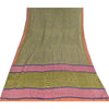 Sanskriti Vintage Sarees Green Pure Crepe Silk Printed Sari 5+yd Craft Sustainable Fabric