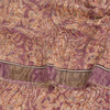 Sanskriti Vintage Sarees Peach/Purple Pure Crepe Print Sari 6yd Craft Sustainable Fabric