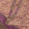 Sanskriti Vintage Sarees Peach/Purple Pure Crepe Print Sari 6yd Craft Sustainable Fabric