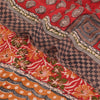 Sanskriti Vintage Sarees Red Pure Crepe Silk Printed Sari 5+yd Craft Sustainable Fabric