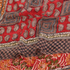 Sanskriti Vintage Sarees Red Pure Crepe Silk Printed Sari 5+yd Craft Sustainable Fabric