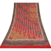 Sanskriti Vintage Sarees Red Pure Crepe Silk Printed Sari 5+yd Craft Sustainable Fabric