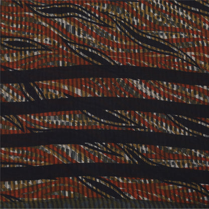 Sanskriti Vintage Sarees Multi Pure Crepe Silk Printed Sari 5+yd Craft Sustainable Fabric