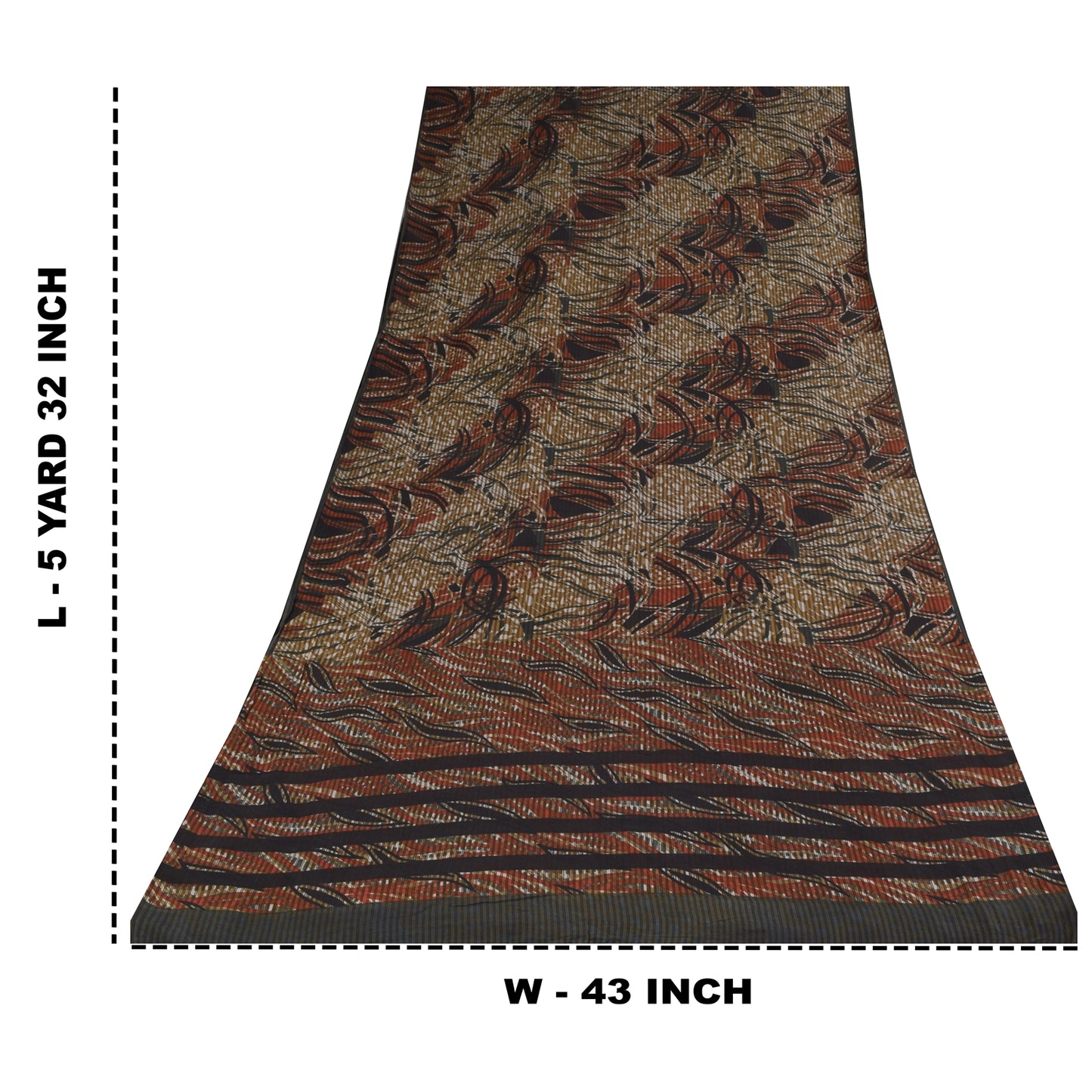 Sanskriti Vintage Sarees Multi Pure Crepe Silk Printed Sari 5+yd Craft Sustainable Fabric