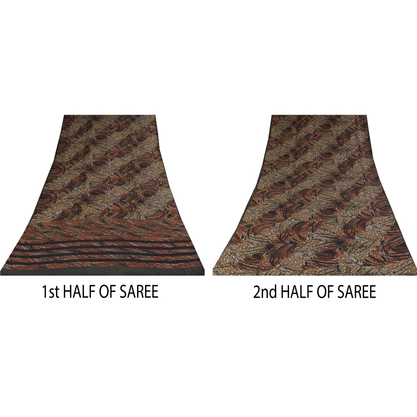 Sanskriti Vintage Sarees Multi Pure Crepe Silk Printed Sari 5+yd Craft Sustainable Fabric