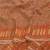 Sanskriti Vintage Sarier Orange/Brun Ren Crepe Trykt Sari 5+ yard Håndværk Bæredygtigt Stoff