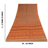 Sanskriti Vintage Sarier Orange/Brun Ren Crepe Trykt Sari 5+ yard Håndværk Bæredygtigt Stoff