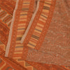 Sanskriti Vintage Sarier Orange/Brun Ren Crepe Trykt Sari 5+ yard Håndværk Bæredygtigt Stoff