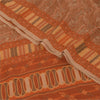 Sanskriti Vintage Sarier Orange/Brun Ren Crepe Trykt Sari 5+ yard Håndværk Bæredygtigt Stoff