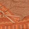 Sanskriti Vintage Sarier Orange/Brun Ren Crepe Trykt Sari 5+ yard Håndværk Bæredygtigt Stoff