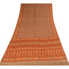 Sanskriti Vintage Sarier Orange/Brun Ren Crepe Trykt Sari 5+ yard Håndværk Bæredygtigt Stoff