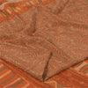 Sanskriti Vintage Sarier Orange/Brun Ren Crepe Trykt Sari 5+ yard Håndværk Bæredygtigt Stoff