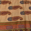 Sanskriti Vintage Sarees Peach Pure Crepe Silk Printed Sari 5+yd Craft Sustainable Fabric
