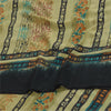 Sanskriti Vintage Sarees Black Pure Crepe Silk Printed Sari 5+yd Craft Sustainable Fabric