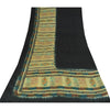 Sanskriti Vintage Sarees Black Pure Crepe Silk Printed Sari 5+yd Craft Sustainable Fabric