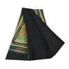 Sanskriti Vintage Sarees Black Pure Crepe Silk Printed Sari 5+yd Craft Sustainable Fabric
