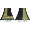 Sanskriti Vintage Sarees Black Pure Crepe Silk Printed Sari 5+yd Craft Sustainable Fabric