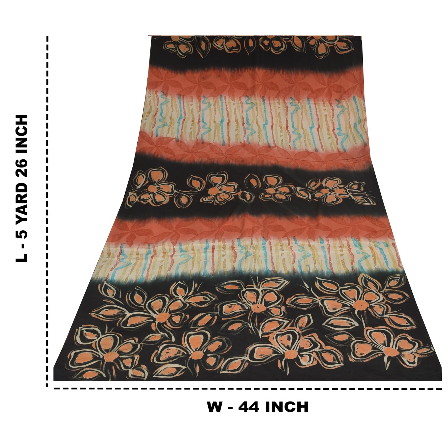 Sanskriti Vintage Sarees Multi Pure Crepe Silk Printed Sari 5+yd Craft Sustainable Fabric