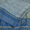Sanskriti Vintage Sarees Blue Pure Crepe Abstract Printed Sari 5+yd Craft Fabric