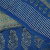 Sanskriti Vintage Sarees Blue Pure Crepe Abstract Printed Sari 5+yd Craft Fabric