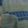 Sanskriti Vintage Sarees Blue Pure Crepe Abstract Printed Sari 5+yd Craft Fabric