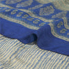 Sanskriti Vintage Sarees Blue Pure Crepe Abstract Printed Sari 5+yd Craft Fabric