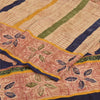 Sanskriti Vintage Sarees Peach Pure Crepe Silk Printed Sari 5+yd Craft Sustainable Fabric