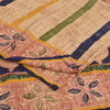 Sanskriti Vintage Sarees Peach Pure Crepe Silk Printed Sari 5+yd Craft Sustainable Fabric