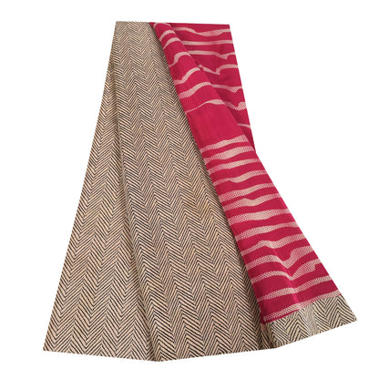 Санскритские винтажные сари из розового чистого крепированного шелка с принтом 5+ ярдов ремесленная устойчивая ткань