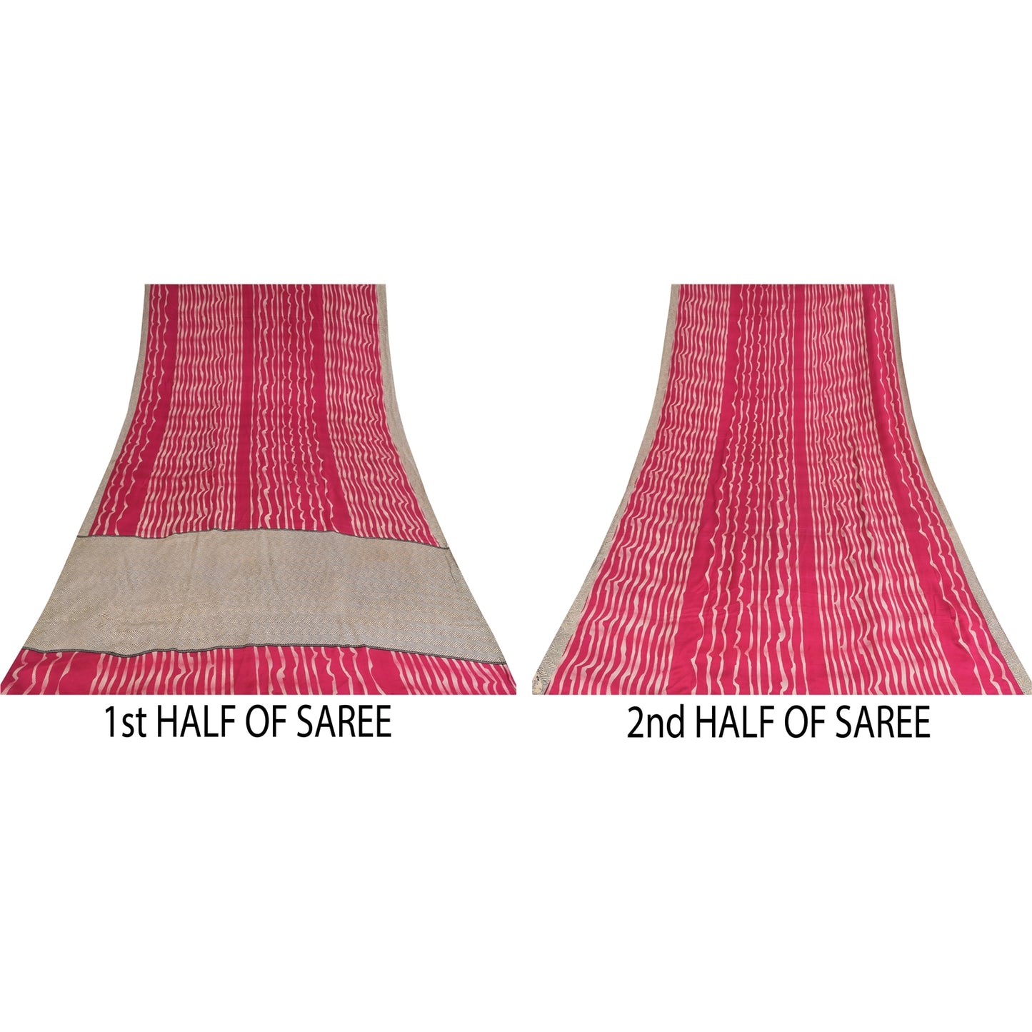 Санскритские винтажные сари из розового чистого крепированного шелка с принтом 5+ ярдов ремесленная устойчивая ткань