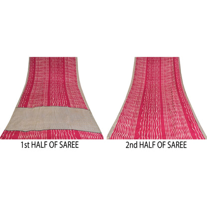 Санскритские винтажные сари из розового чистого крепированного шелка с принтом 5+ ярдов ремесленная устойчивая ткань