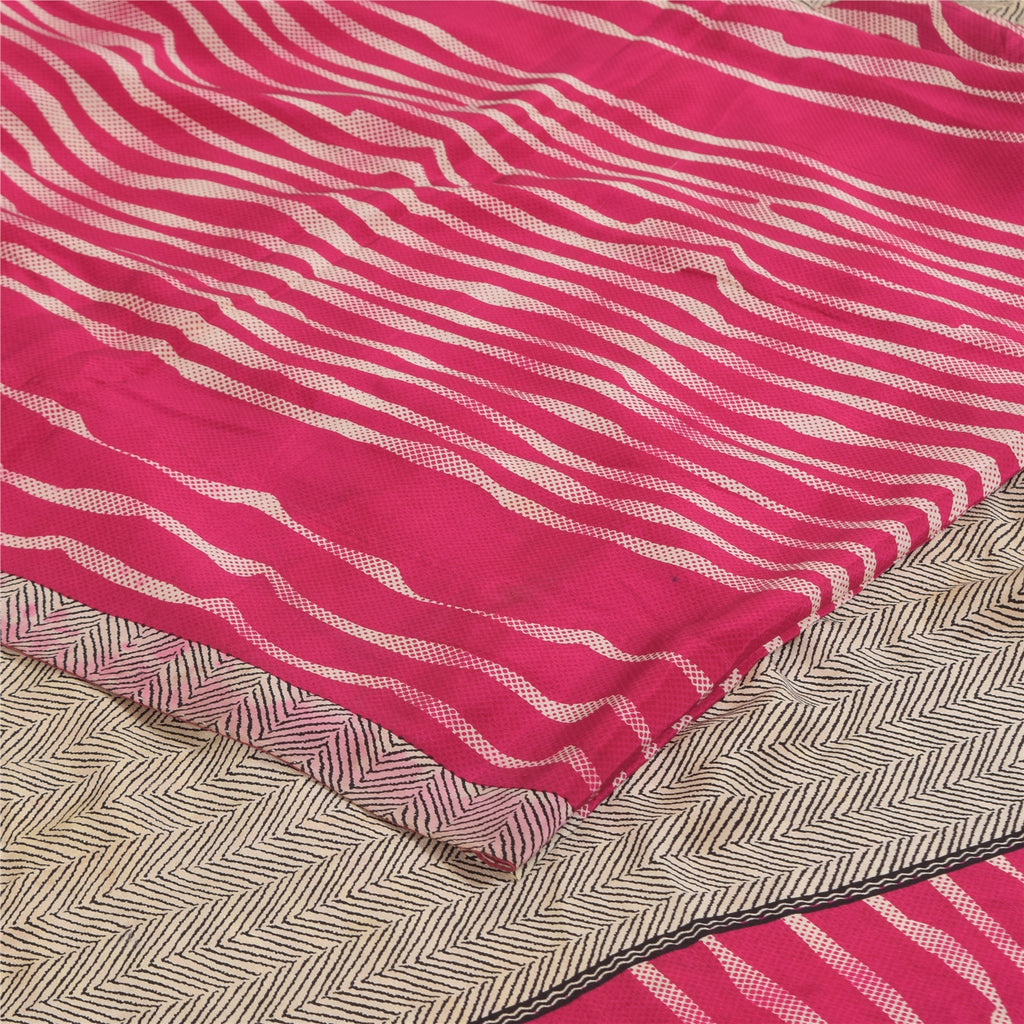 Санскритские винтажные сари из розового чистого крепированного шелка с принтом 5+ ярдов ремесленная устойчивая ткань