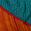 Sanskriti Vintage Sarees Red/Blue Pure Crepe Silk Printed Sari 5+yd Craft Sustainable Fabric