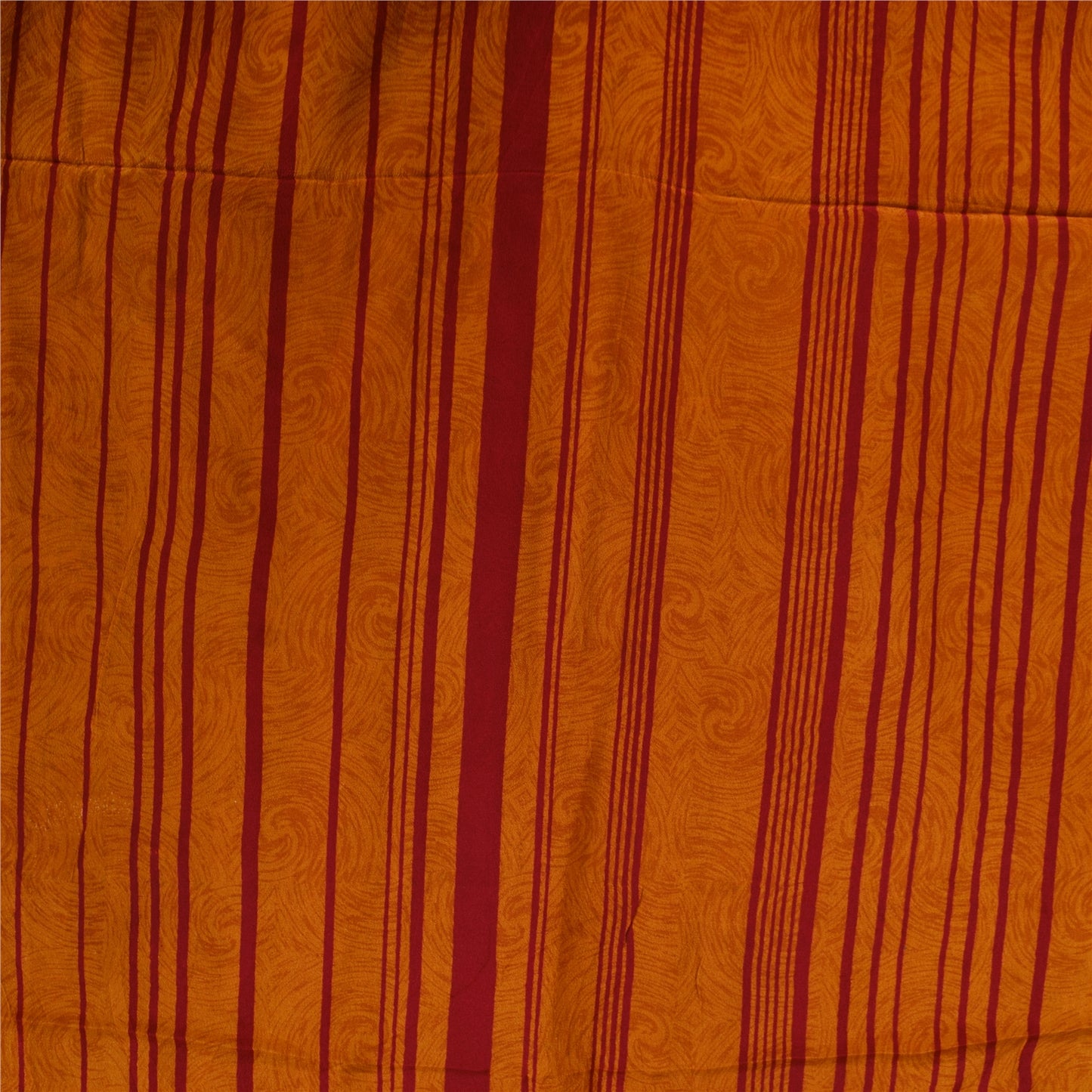 Sanskriti Vintage Sarees Red/Blue Pure Crepe Silk Printed Sari 5+yd Craft Sustainable Fabric