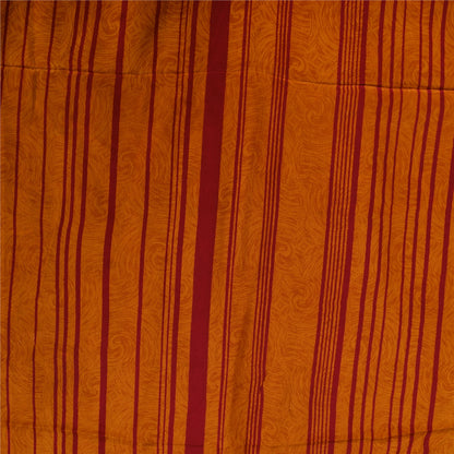 Sanskriti Vintage Sarees Red/Blue Pure Crepe Silk Printed Sari 5+yd Craft Sustainable Fabric