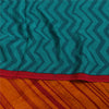 Sanskriti Vintage Sarees Red/Blue Pure Crepe Silk Printed Sari 5+yd Craft Sustainable Fabric