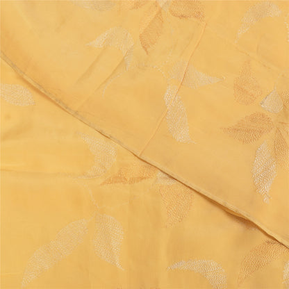 Санскритские винтажные сари бледно-желтый чистый креповый набивной сари 5+ ярдов ткань для рукоделия из экологически чистой ткани