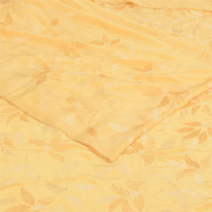 Санскритские винтажные сари бледно-желтый чистый креповый набивной сари 5+ ярдов ткань для рукоделия из экологически чистой ткани