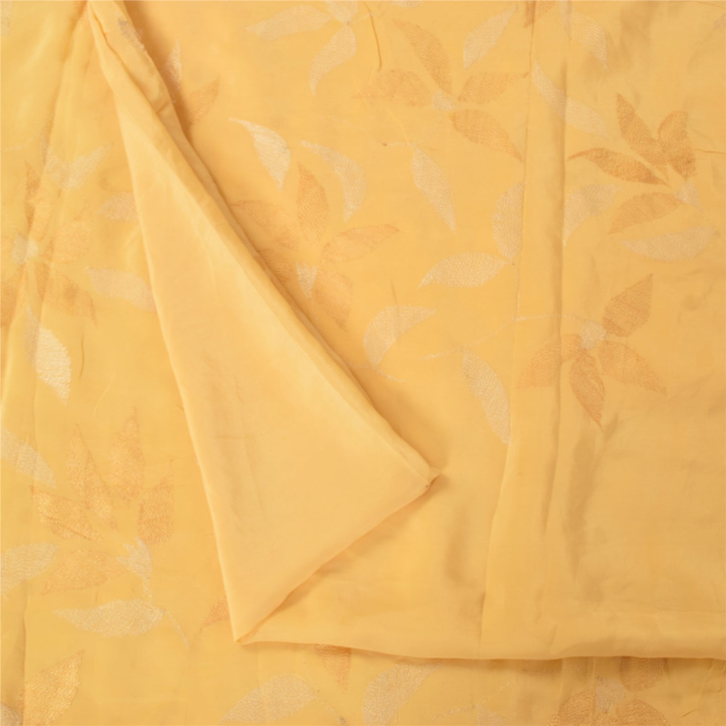 Санскритские винтажные сари бледно-желтый чистый креповый набивной сари 5+ ярдов ткань для рукоделия из экологически чистой ткани