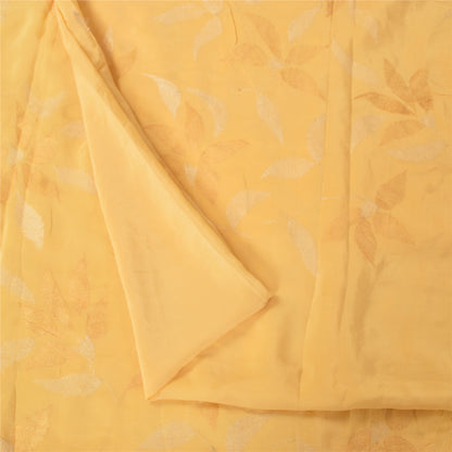 Санскритские винтажные сари бледно-желтый чистый креповый набивной сари 5+ ярдов ткань для рукоделия из экологически чистой ткани