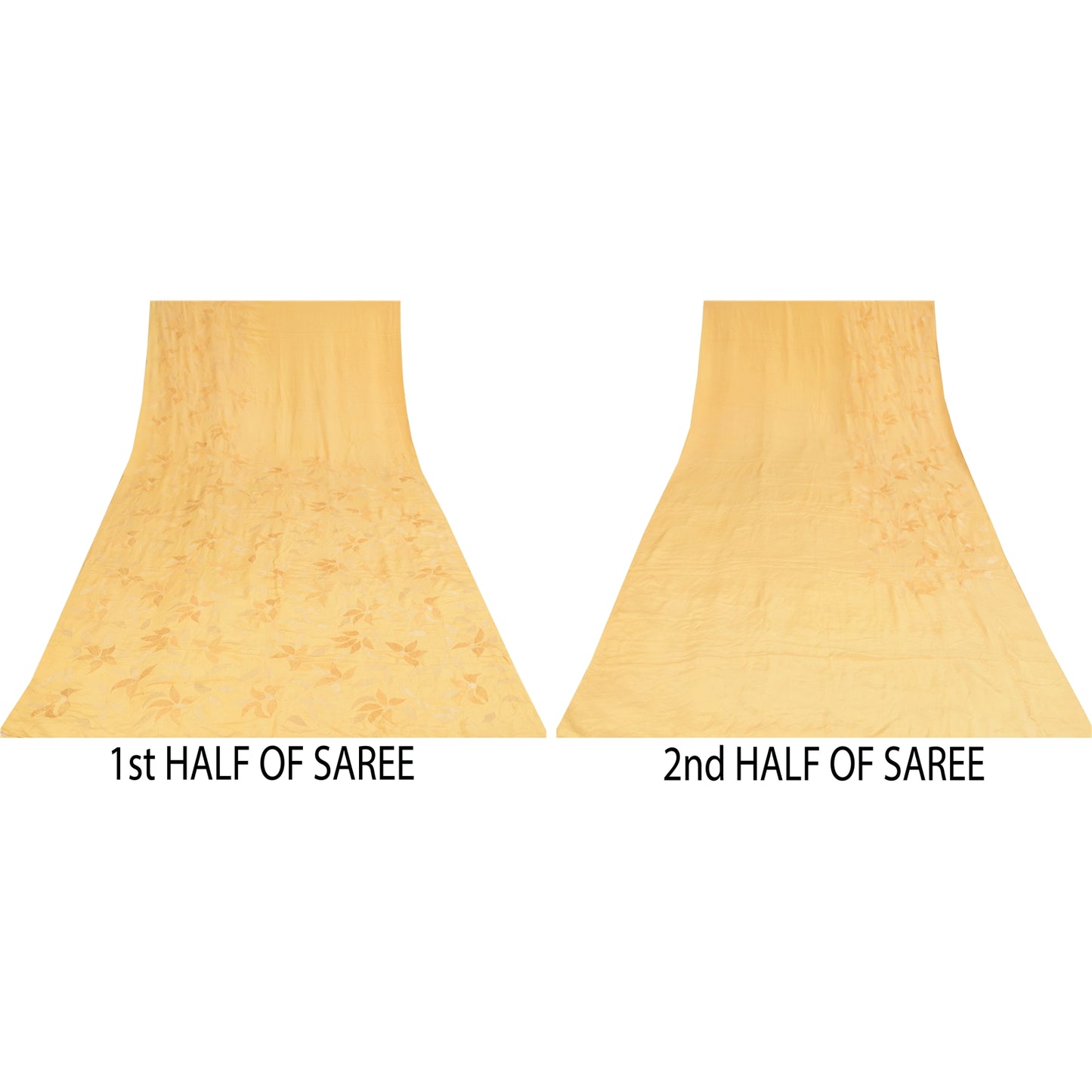 Санскритские винтажные сари бледно-желтый чистый креповый набивной сари 5+ ярдов ткань для рукоделия из экологически чистой ткани