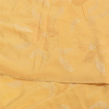 Санскритские винтажные сари бледно-желтый чистый креповый набивной сари 5+ ярдов ткань для рукоделия из экологически чистой ткани