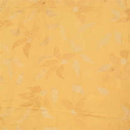 Санскритские винтажные сари бледно-желтый чистый креповый набивной сари 5+ ярдов ткань для рукоделия из экологически чистой ткани