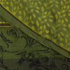 Sanskriti Vintage Sarees Green Pure Crepe Silk Printed Sari 5+yd Craft Fabric