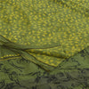 Sanskriti Vintage Sarees Green Pure Crepe Silk Printed Sari 5+yd Craft Fabric