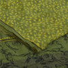 Sanskriti Vintage Sarees Green Pure Crepe Silk Printed Sari 5+yd Craft Fabric