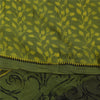 Sanskriti Vintage Sarees Green Pure Crepe Silk Printed Sari 5+yd Craft Fabric